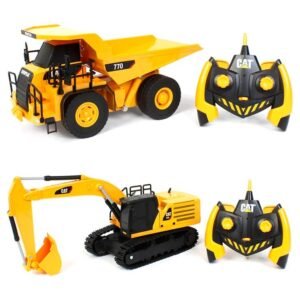 COMBO Miniatura Escavadeira Hidráulica CAT 336 1:35 + Caminhão de Mineração 770